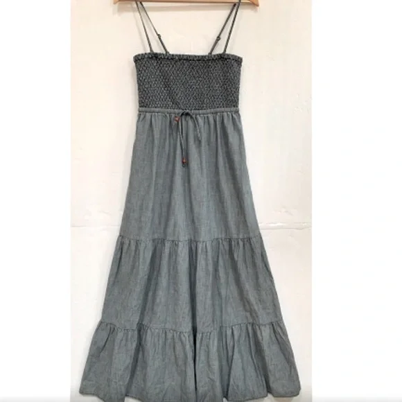 Anthropologie Daughters of the Liberation Chambray Tiered Maxi Dress - Picture 3 of 6